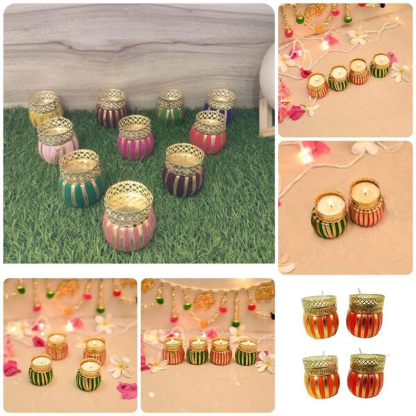 Handmade Dholak Tealight Holder (set of 6 Pc's)