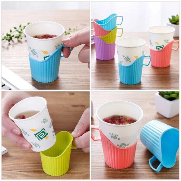 Tea/Coffee Heat Resistant Paper Cup Holder With Handle   Pack Of 10  1 Packet = Price ₹90/- + Shipping 10 Packet