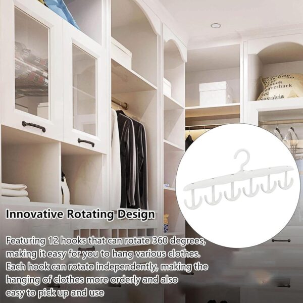 360° Rotating Wave Design Multi-functional Hanger with 12 Hooks, Space-saving Plastic Clothes Organizer, ...PDorm Closet Use - 1pcs